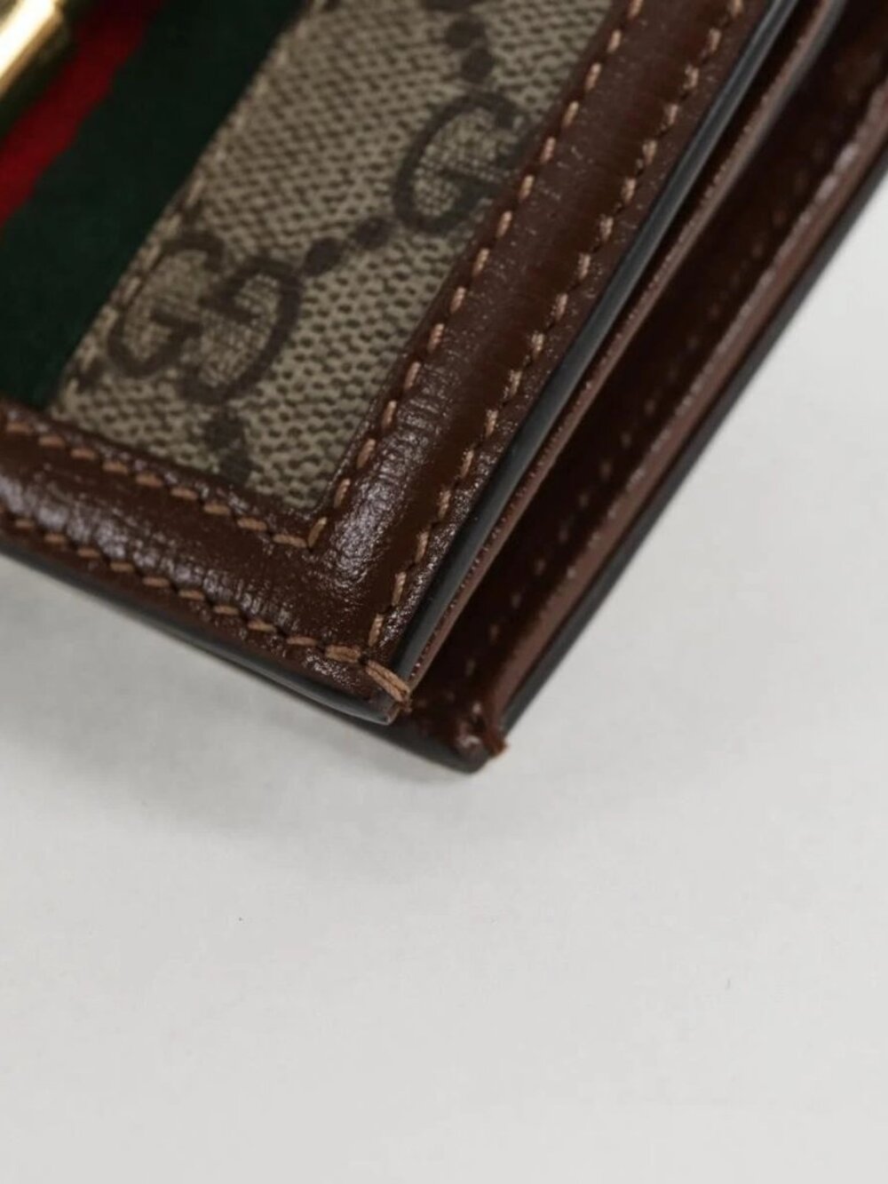 GUCCI GG Supreme Jackie WebbSherry Line Wallet PVC Beige 203495 Auth ki5817V - Picture 3 of 16